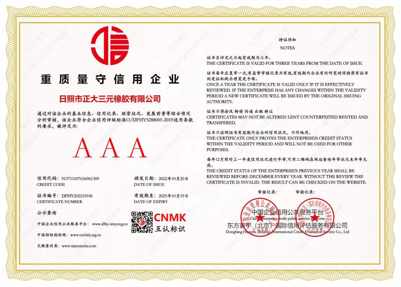 重質量守信用企業(yè)證書